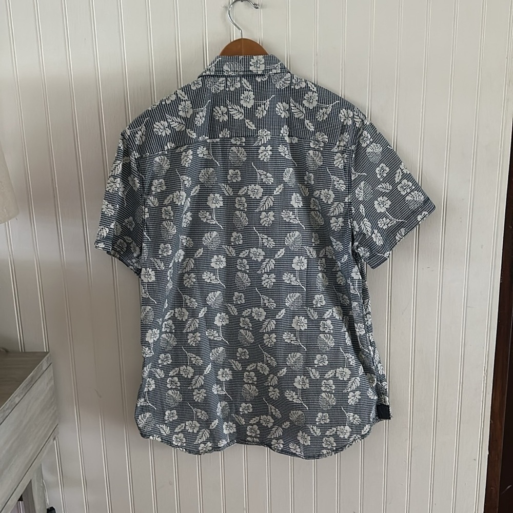 PD&C Blue and Bone White Tropical Print Short Sleeves Shirt sz Large - Picture 7 of 10